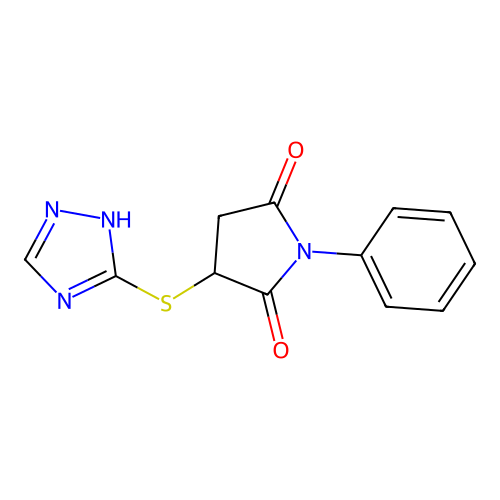 1-phenyl-3-(4H-1,2,4-triazol-3-ylsulfanyl)pyrrolidine-2,5-dione structure