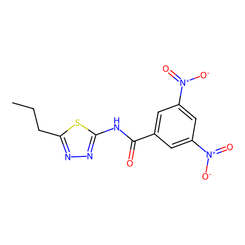 3,5-dinitro-N-(5-propyl-1,3,4-thiadiazol-2-yl)benzamide structure