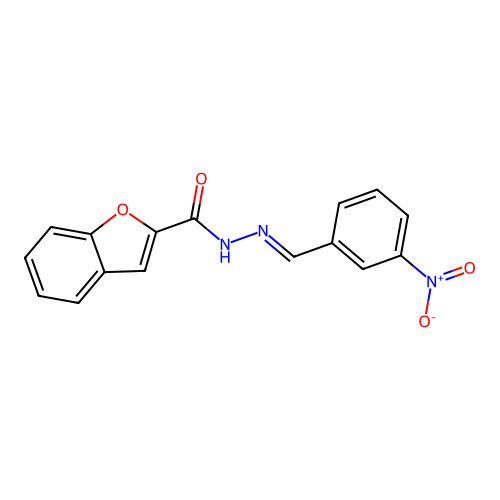 N-[(E)-(3-nitrophenyl)methylideneamino]-1-benzofuran-2-carboxamide structure