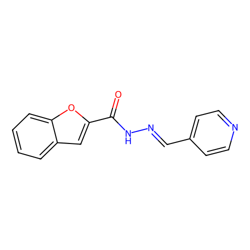 (E)-N'-(pyridin-4-ylmethylene)benzofuran-2-carbohydrazide structure