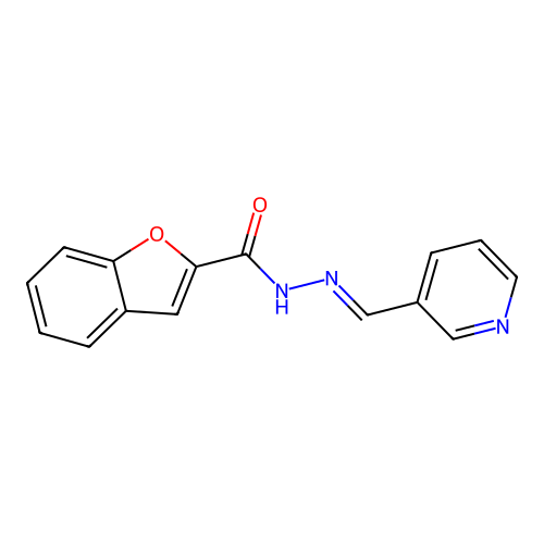 N'-[(E)-pyridin-3-ylmethylidene]-1-benzofuran-2-carbohydrazide structure