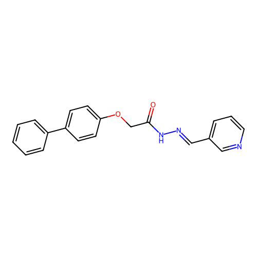 2-(biphenyl-4-yloxy)-N'-[(E)-pyridin-3-ylmethylidene]acetohydrazide structure