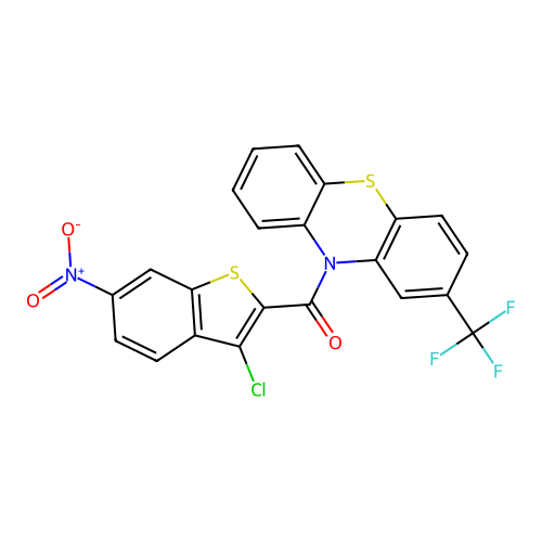(3-chloro-6-nitro-1-benzothiophen-2-yl)[2-(trifluoromethyl)-10H-phenothiazin-10-yl]methanone structure