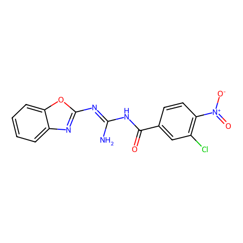 (E)-N-(amino(benzo[d]oxazol-2-ylamino)methylene)-3-chloro-4-nitrobenzamide structure