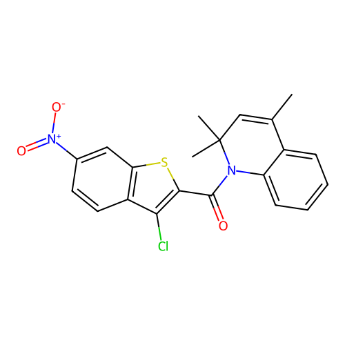 (3-chloro-6-nitro-1-benzothiophen-2-yl)(2,2,4-trimethylquinolin-1(2H)-yl)methanone structure