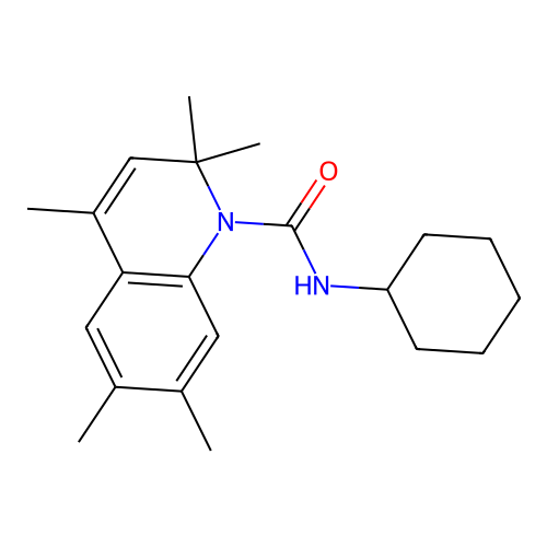 N-cyclohexyl-2,2,4,6,7-pentamethylquinoline-1(2H)-carboxamide structure