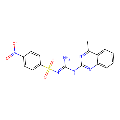 N-[Amino-(4-methyl-quinazolin-2-ylamino)-methylene]-4-nitro-benzenesulfonamide structure