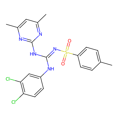 1-(3,4-dichlorophenyl)-3-(4,6-dimethylpyrimidin-2-yl)-2-(4-methylphenyl)sulfonylguanidine structure