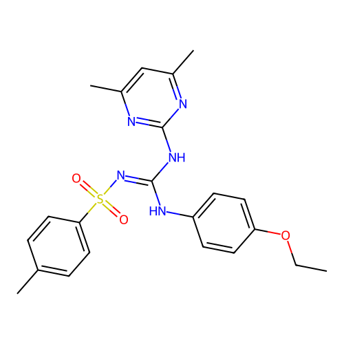 1-(4,6-dimethylpyrimidin-2-yl)-3-(4-ethoxyphenyl)-2-(4-methylphenyl)sulfonylguanidine structure