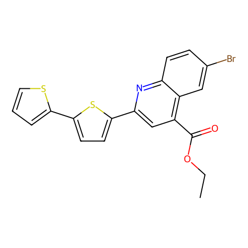 Ethyl 2-(2,2'-bithiophen-5-yl)-6-bromoquinoline-4-carboxylate structure