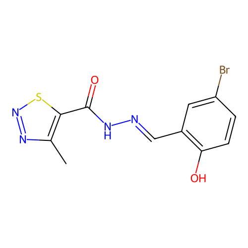 N'-(5-bromo-2-hydroxybenzylidene)-4-methyl-1,2,3-thiadiazole-5-carbohydrazide structure