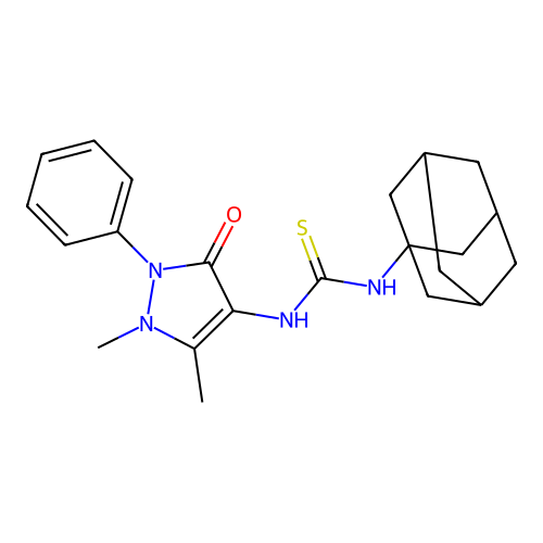 1-(1-adamantyl)-3-(1,5-dimethyl-3-oxo-2-phenylpyrazol-4-yl)thiourea structure