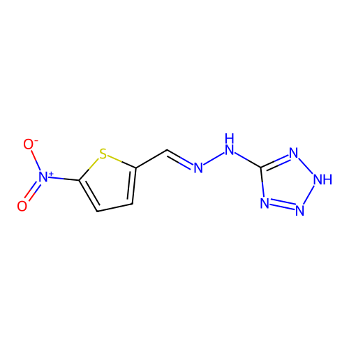 5-{(2E)-2-[(5-nitrothiophen-2-yl)methylidene]hydrazinyl}-2H-tetrazole structure