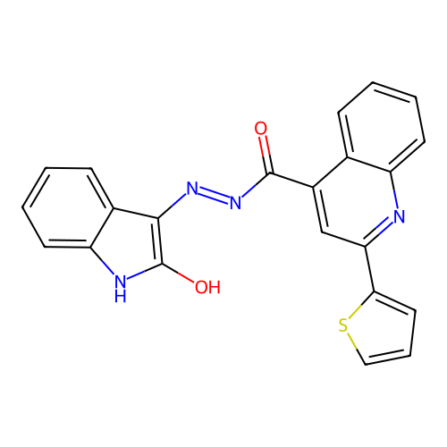 N'-(2-oxoindol-3-yl)-2-thiophen-2-ylquinoline-4-carbohydrazide structure