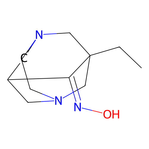 N-(1-ethyl-3,6-diazatricyclo[4.3.1.13,8]undecan-9-ylidene)hydroxylamine structure