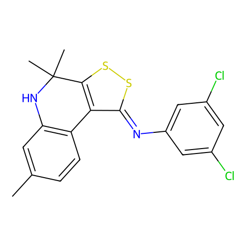 3,5-dichloro-N-[(1Z)-4,4,7-trimethyl-4,5-dihydro-1H-[1,2]dithiolo[3,4-c]quinolin-1-ylidene]aniline structure