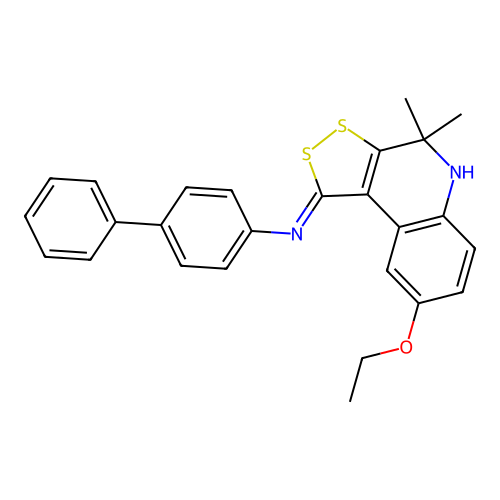 N-[(1Z)-8-ethoxy-4,4-dimethyl-4,5-dihydro-1H-[1,2]dithiolo[3,4-c]quinolin-1-ylidene]biphenyl-4-amine structure