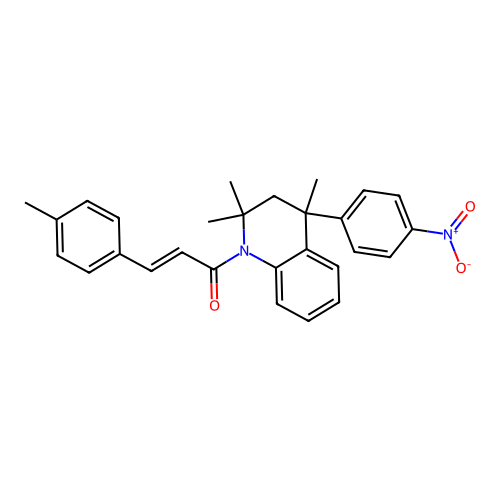 (2E)-3-(4-methylphenyl)-1-[2,2,4-trimethyl-4-(4-nitrophenyl)-3,4-dihydroquinolin-1(2H)-yl]prop-2-en-1-one structure