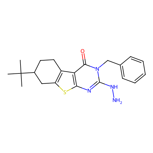 3-benzyl-7-(tert-butyl)-2-hydrazinyl-5,6,7,8-tetrahydrobenzo[4,5]thieno[2,3-d]pyrimidin-4(3H)-one structure