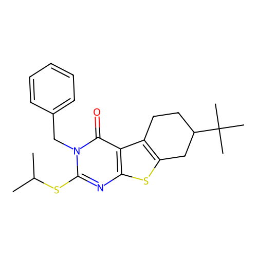 3-BENZYL-7-(TERT-BUTYL)-2-(ISOPROPYLSULFANYL)-5,6,7,8-TETRAHYDRO[1]BENZOTHIENO[2,3-D]PYRIMIDIN-4(3H)-ONE structure
