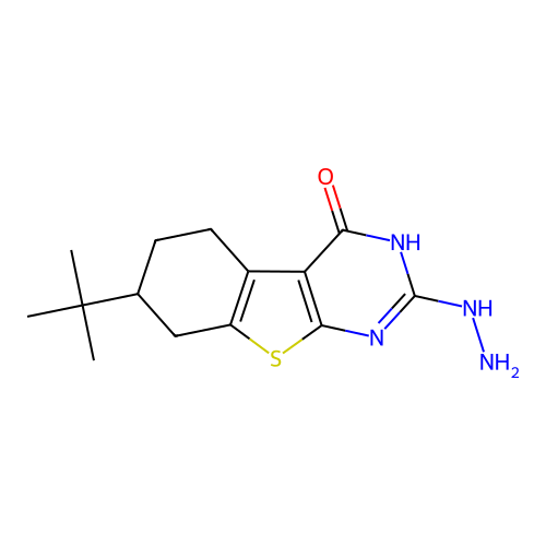 7-tert-butyl-2-hydrazinyl-5,6,7,8-tetrahydro[1]benzothieno[2,3-d]pyrimidin-4(3H)-one structure