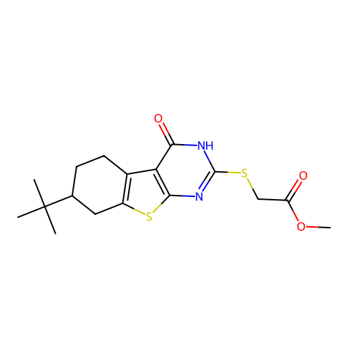 methyl [(7-tert-butyl-4-oxo-3,4,5,6,7,8-hexahydro[1]benzothieno[2,3-d]pyrimidin-2-yl)sulfanyl]acetate structure