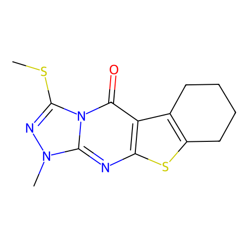 1-methyl-3-(methylsulfanyl)-6,7,8,9-tetrahydro[1]benzothieno[2,3-d][1,2,4]triazolo[4,3-a]pyrimidin-5(1H)-one structure