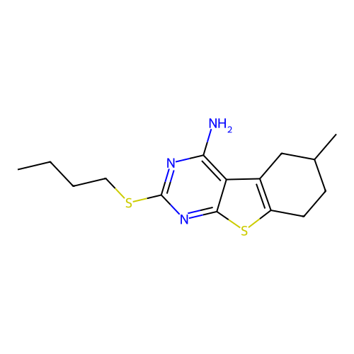 2-(butylsulfanyl)-6-methyl-5,6,7,8-tetrahydro[1]benzothieno[2,3-d]pyrimidin-4-amine structure