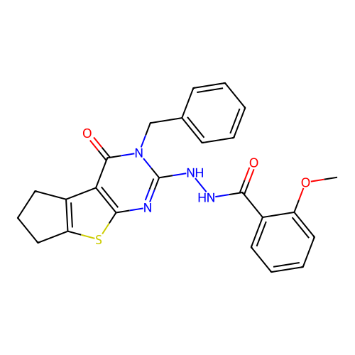 N'-(3-benzyl-4-oxo-3,5,6,7-tetrahydro-4H-cyclopenta[4,5]thieno[2,3-d]pyrimidin-2-yl)-2-methoxybenzohydrazide structure