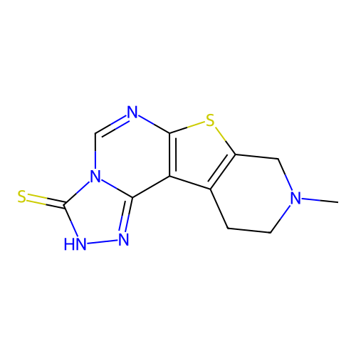 9-methyl-8,9,10,11-tetrahydropyrido[4',3':4,5]thieno[3,2-e][1,2,4]triazolo[4,3-c]pyrimidine-3(2H)-thione structure
