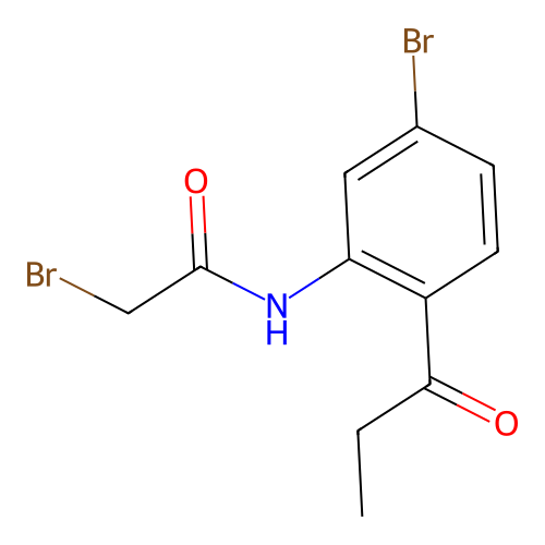 2-bromo-N-(5-bromo-2-propanoylphenyl)acetamide structure