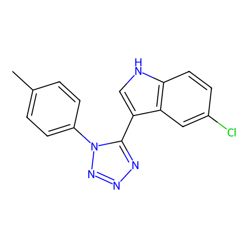 5-chloro-3-[1-(4-methylphenyl)-1H-tetraazol-5-yl]-1H-indole structure