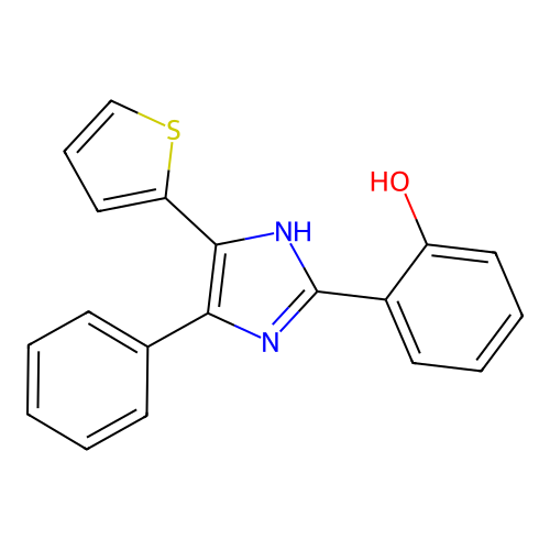 2-(5-phenyl-4-(thiophen-2-yl)-1H-imidazol-2-yl)phenol structure