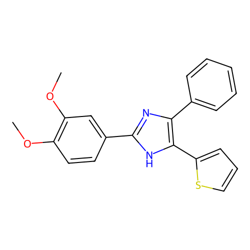 2-(3,4-dimethoxyphenyl)-5-phenyl-4-(thiophen-2-yl)-1H-imidazole structure