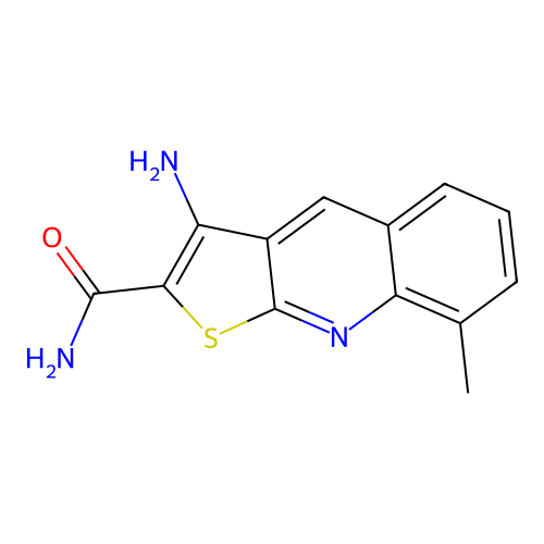 3-Amino-8-methylthieno[2,3-b]quinoline-2-carboxamide structure