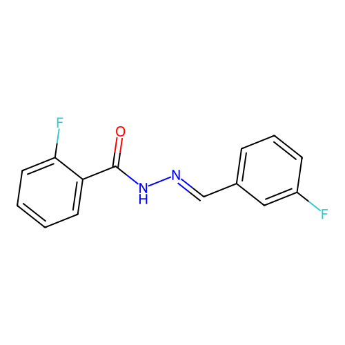 2-fluoro-N-[(3-fluorophenyl)methylideneamino]benzamide structure