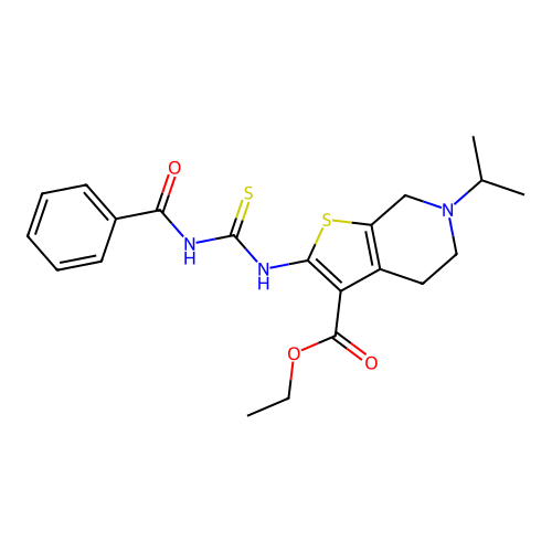 ethyl 2-(3-benzoylthioureido)-6-isopropyl-4,5,6,7-tetrahydrothieno[2,3-c]pyridine-3-carboxylate structure