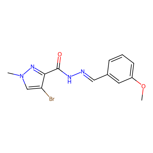 4-bromo-N'-(3-methoxybenzylidene)-1-methyl-1H-pyrazole-3-carbohydrazide structure