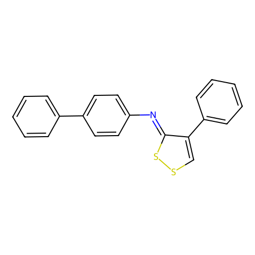 N-[(3Z)-4-phenyl-3H-1,2-dithiol-3-ylidene]biphenyl-4-amine structure