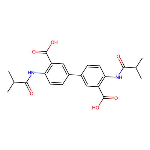 4,4'-Bis[(2-methylpropanoyl)amino]biphenyl-3,3'-dicarboxylic acid structure