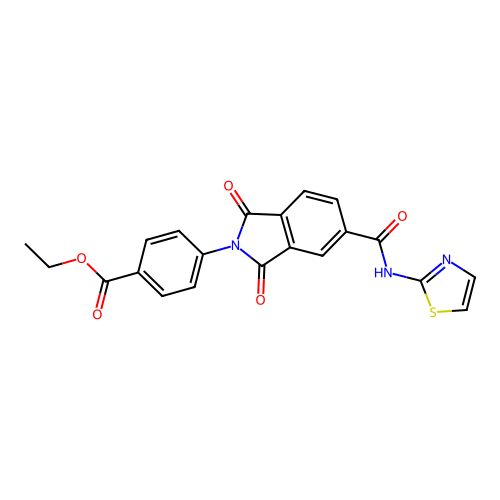 Ethyl 4-[1,3-dioxo-5-(1,3-thiazol-2-ylcarbamoyl)isoindol-2-yl]benzoate structure