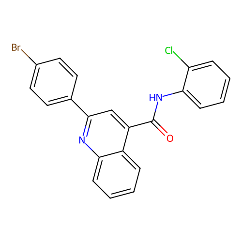 2-(4-bromophenyl)-N-(2-chlorophenyl)quinoline-4-carboxamide structure