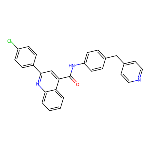2-(4-chlorophenyl)-N-[4-(pyridin-4-ylmethyl)phenyl]quinoline-4-carboxamide structure