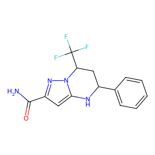 5-phenyl-7-(trifluoromethyl)-4,5,6,7-tetrahydropyrazolo[1,5-a]pyrimidine-2-carboxamide structure