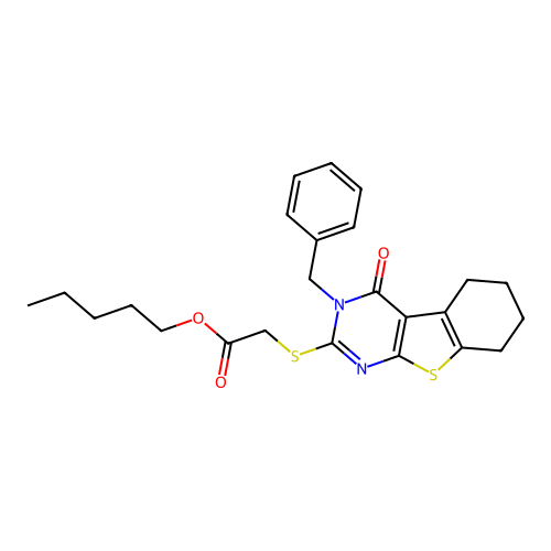pentyl [(3-benzyl-4-oxo-3,4,5,6,7,8-hexahydro[1]benzothieno[2,3-d]pyrimidin-2-yl)sulfanyl]acetate structure