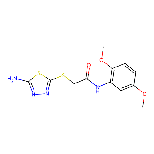 2-[(5-amino-1,3,4-thiadiazol-2-yl)sulfanyl]-N-(2,5-dimethoxyphenyl)acetamide structure