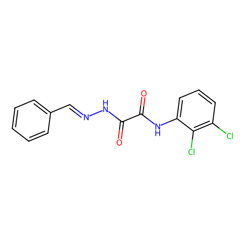 N'-(benzylideneamino)-N-(2,3-dichlorophenyl)oxamide structure
