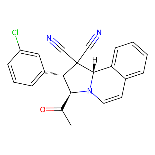 (2R,3R,10bS)-3-Acetyl-2-(3-chloro-phenyl)-2,3-dihydro-10bH-pyrrolo[2,1-a]isoquinoline-1,1-dicarbonitrile structure