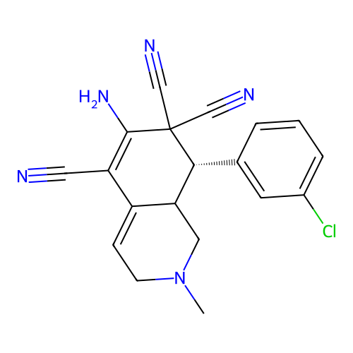 (8S)-6-amino-8-(3-chlorophenyl)-2-methyl-2,3,8,8a-tetrahydroisoquinoline-5,7,7(1H)-tricarbonitrile structure