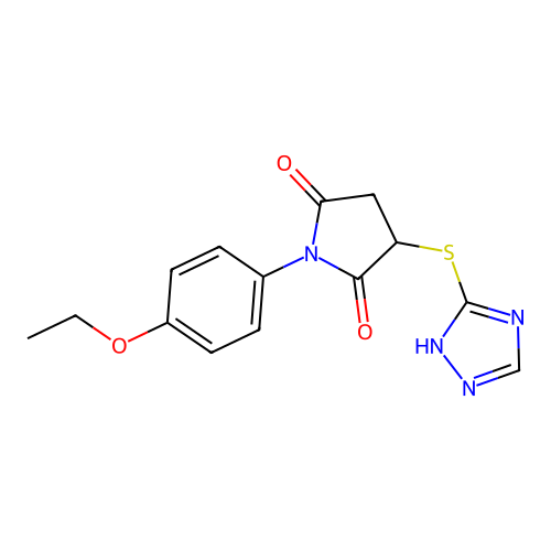 1-(4-ethoxyphenyl)-3-(4H-1,2,4-triazol-3-ylsulfanyl)pyrrolidine-2,5-dione structure